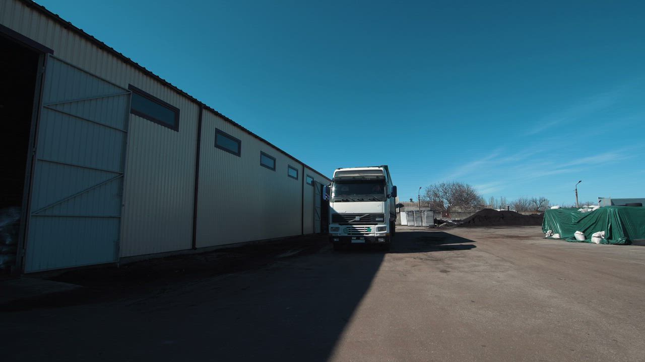 Freight truck at a cargo warehouse